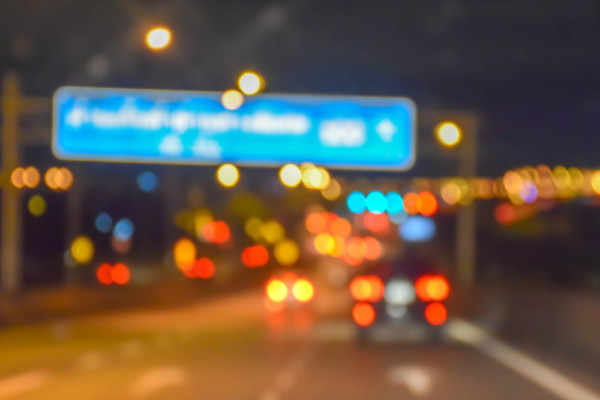 Blurry image of traffic at night